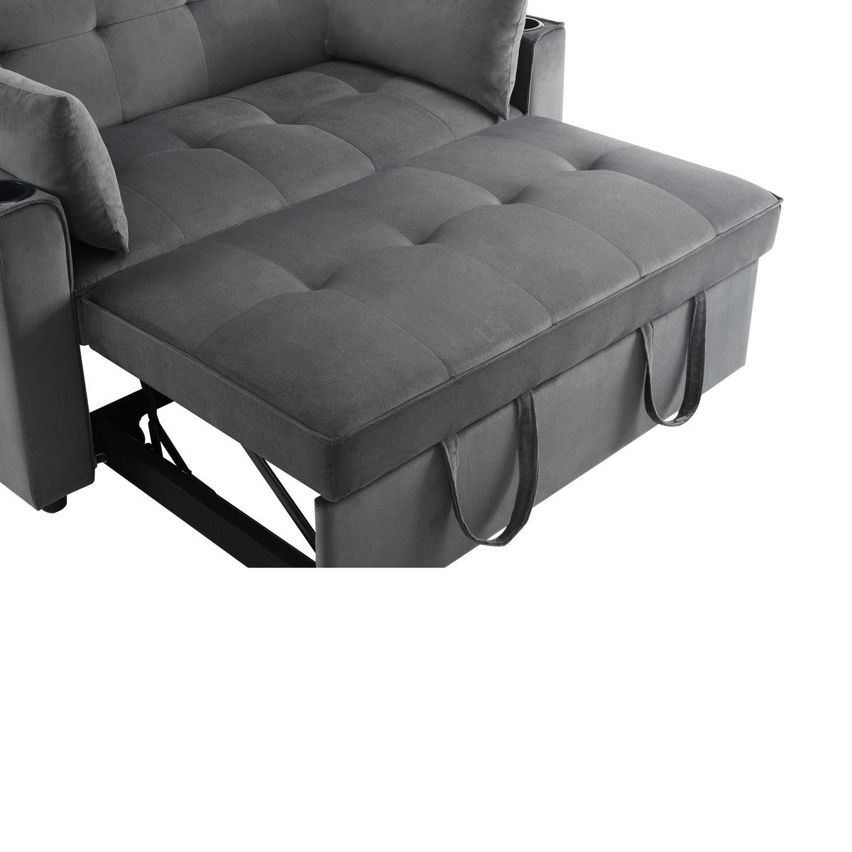 SOFABETT 137/76,5/83 cm Grau - Grau, Textil (76.5/83/137cm)