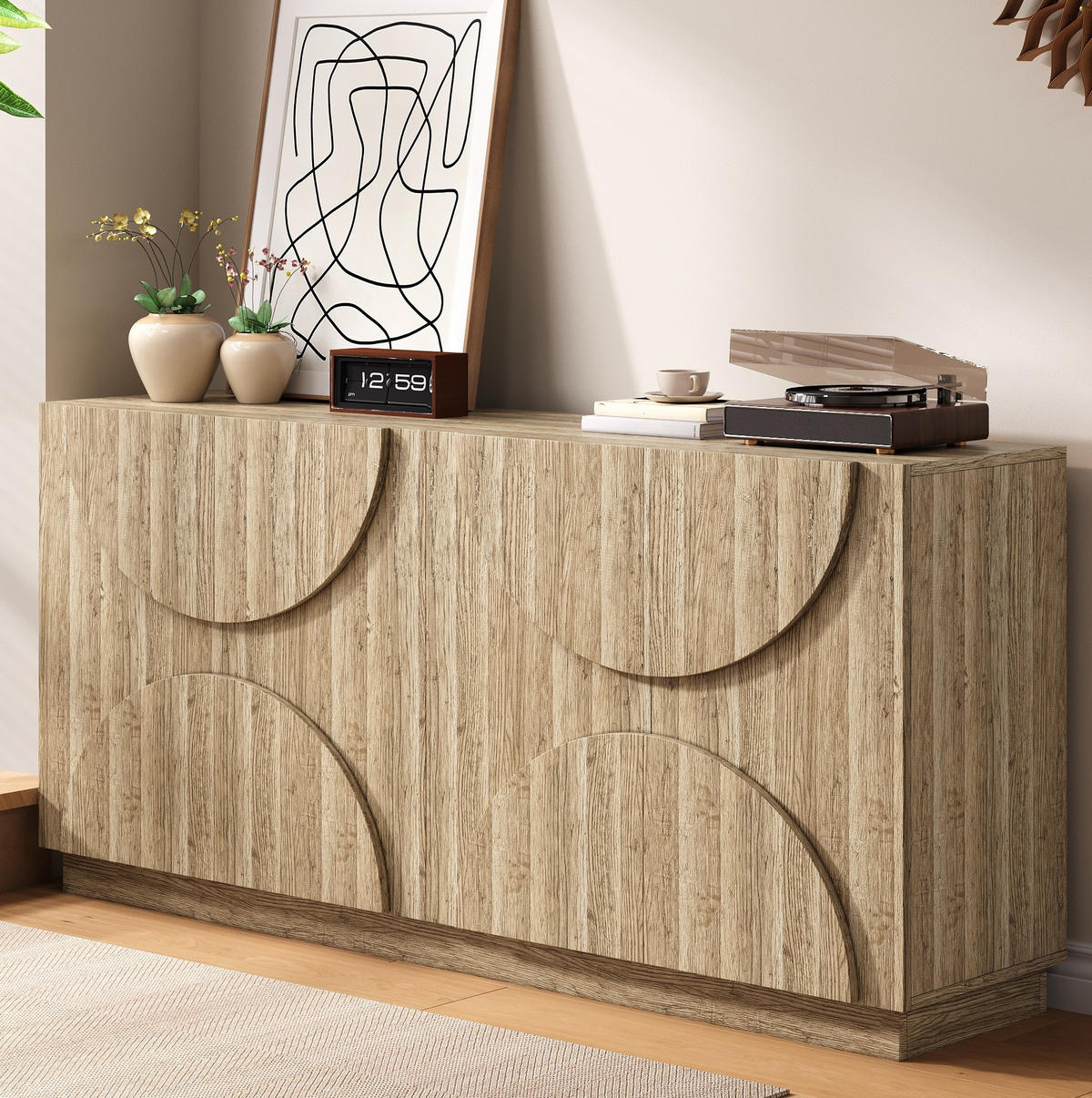 SIDEBOARD z dřevotřísky, 160/40/80 cm, přírodní - přírodní, kompozitní dřevo (160/80/40cm) - BEAOK