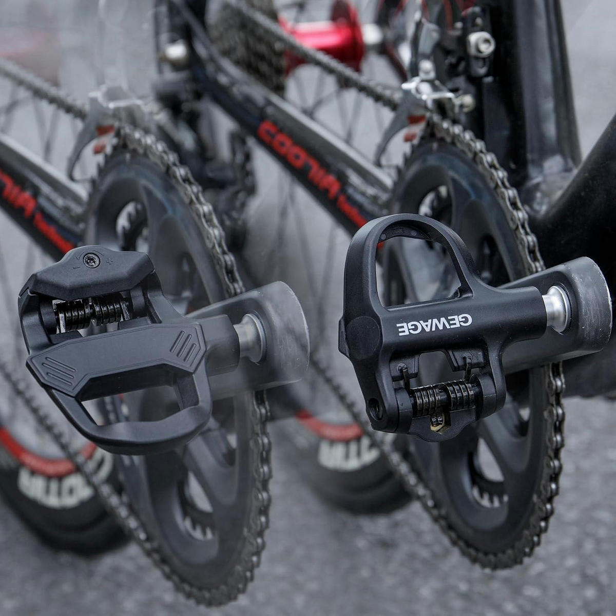 KLICKPEDALE für Rennrad Set mit verstellbarer Spannung und breiter Plattform - Schwarz, Kunststoff (8.7/1.5/10.3cm)