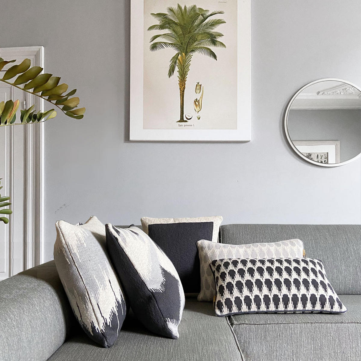 DEKOKISSEN Botanisch Mini gestrickt Anthrazit 35x60 - Anthrazit, Textil (60/35/12cm) - Malagoon