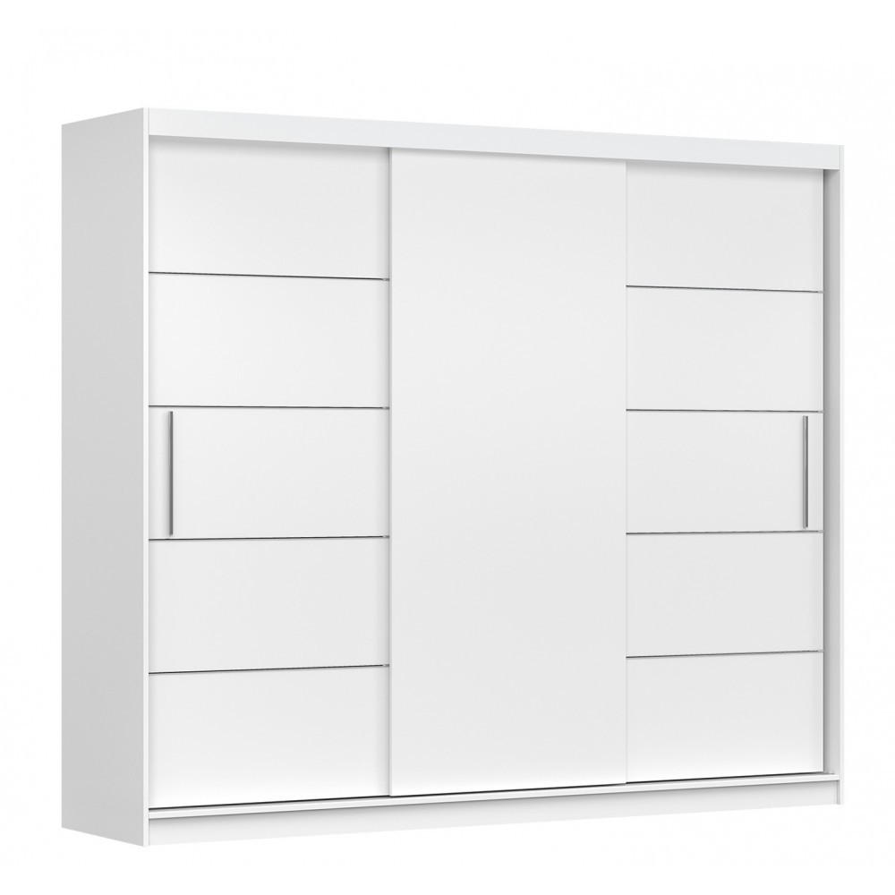 SCHWEBETÜRENSCHRANK Alba Weiß/Weiß ohne Spiegel, ohne LED Beleuchtung 250 cm - Alufarben/Weiß, Holzwerkstoff/Kunststoff (250/218/61cm) - imoebel24