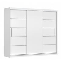 SCHWEBETÜRENSCHRANK Alba ohne Spiegel Weiß/Sonoma Eiche + LED-Beleuchtung 250 cm - Alufarben/Weiß, Holzwerkstoff/Metall (250/218/61cm) - imoebel24