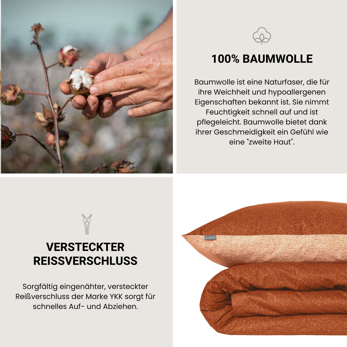 BETTWÄSCHESET Vinnie - Renforcé - 2-teilig - 135 x 200 cm - Terrakotta - Terracotta, Textil (135/200cm) - SCHIESSER