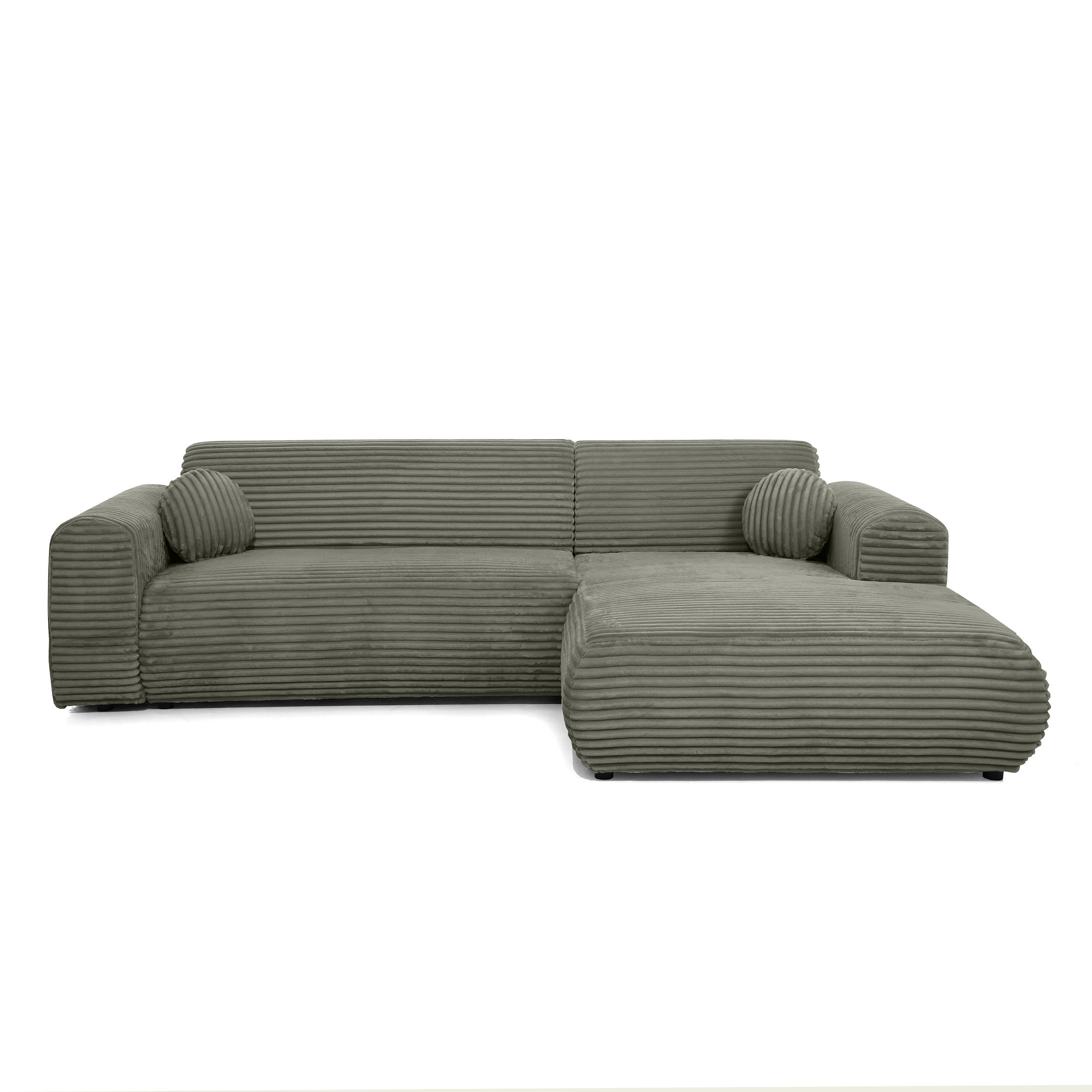 ECKSOFA Puerto, ohne Schlaffunktion, Dunkelgrün, rechts - Dunkelgrün/Schwarz, Textil (269/170cm) - Beautysofa