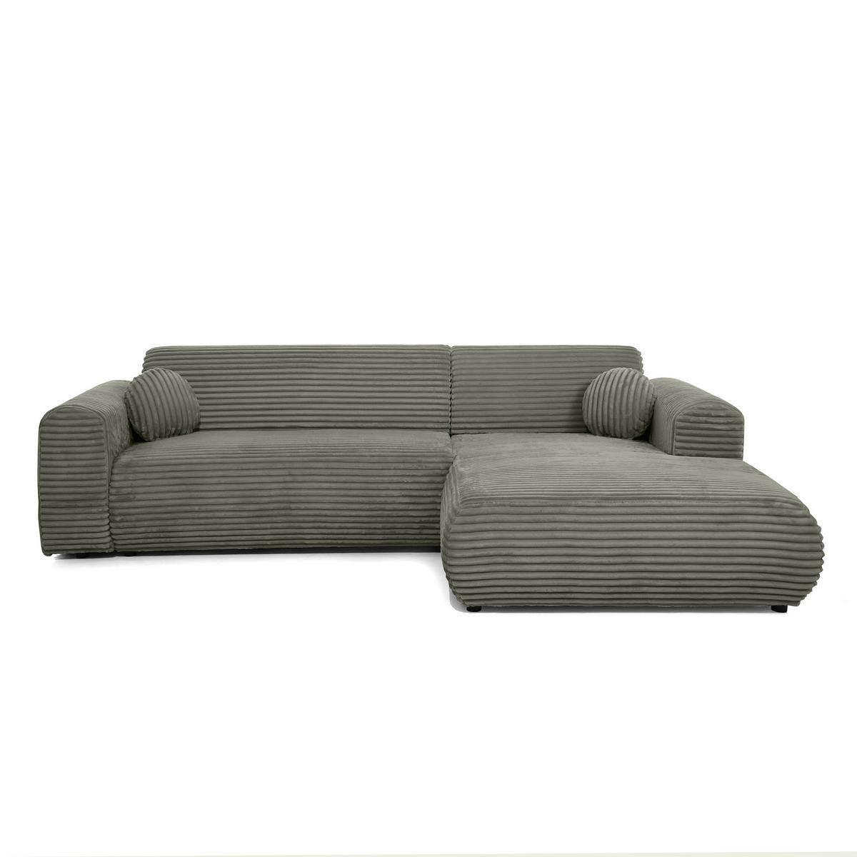 ECKSOFA Puerto, ohne Schlaffunktion, Dunkelgrün, rechts - Dunkelgrün/Schwarz, Textil (269/170cm) - Beautysofa