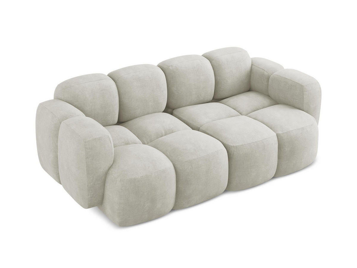 2-SITZER SOFA Chenille Stoff Creme - Perlmutt/Schwarz, Holzwerkstoff/Kunststoff (210/72/115cm) - Makamii