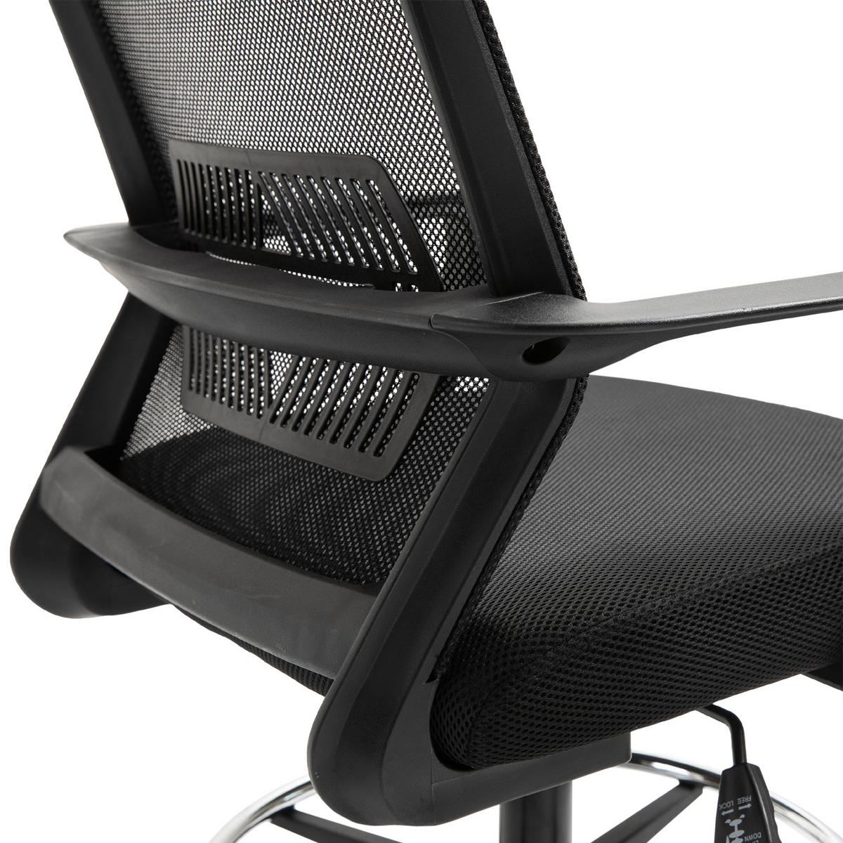 BÜROHOCKER DE-11796 höhenverstellbar mit Netzbezug Schwarz - Schwarz, Metall (59/124/64cm) - ComfortXL