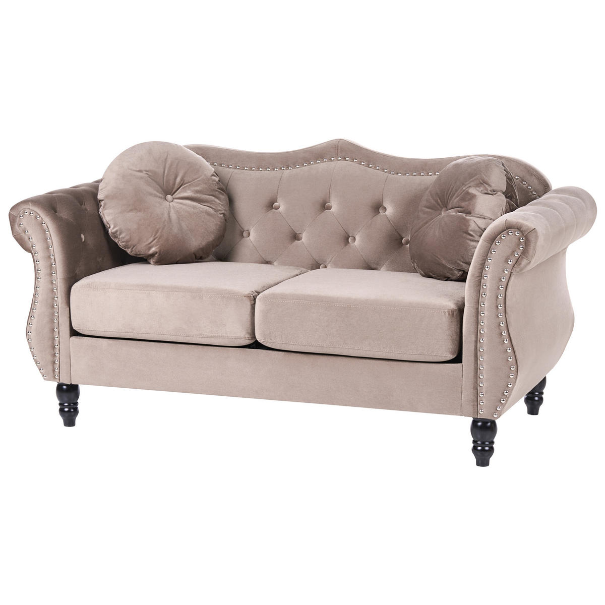2-SITZER-SOFA Samtstoff Taupe Skien - Taupe, Textil (166/86/83cm) - Beliani