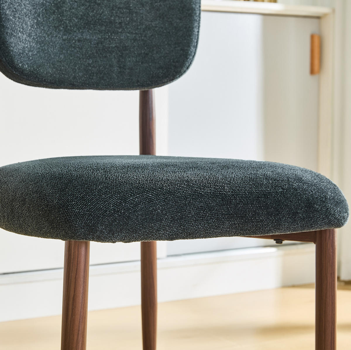 VIERFUSSSTUHL 2er-Set 58,5/48/83 cm Schwarz aus Leinen mit gepolsterter, gebogener Rückenlehne - Schwarz, Textil (58.5/83/48cm) - OKMYHOME