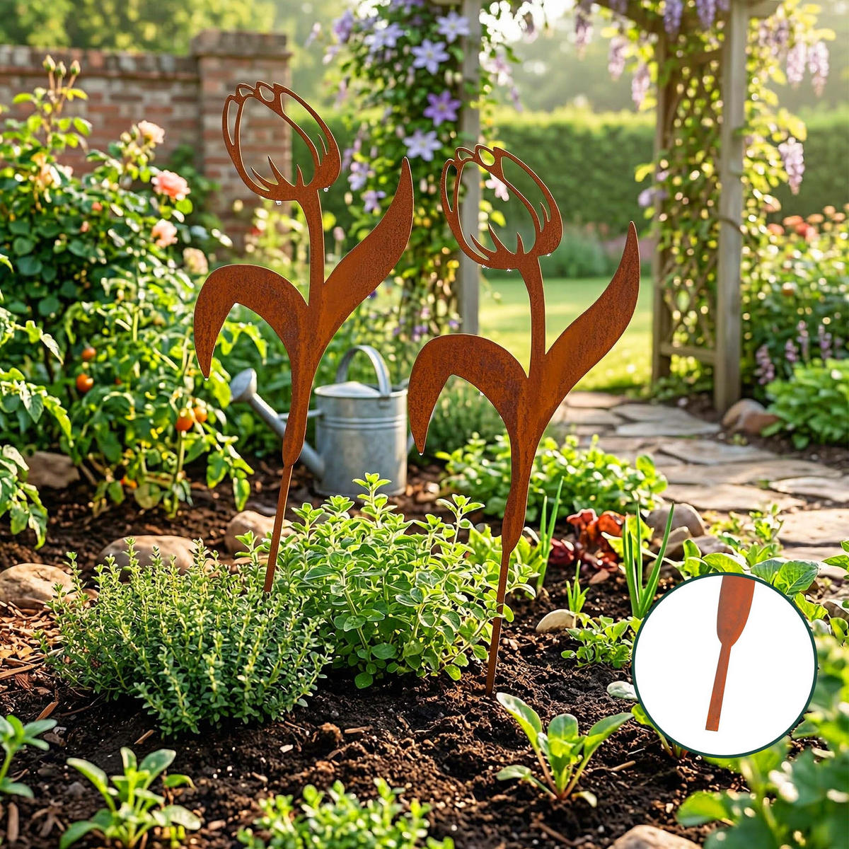 2XZÁHRADNÝ zápich - hnedá, kov (0.2cm) - Relaxdays