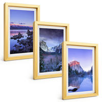 BILDER SET 3er Set - 20x30 cm Goldrahmen - Berglandschaften, Sonnenuntergang, Wasser - Goldfarben, Kunststoff (20/30cm) - TULUP
