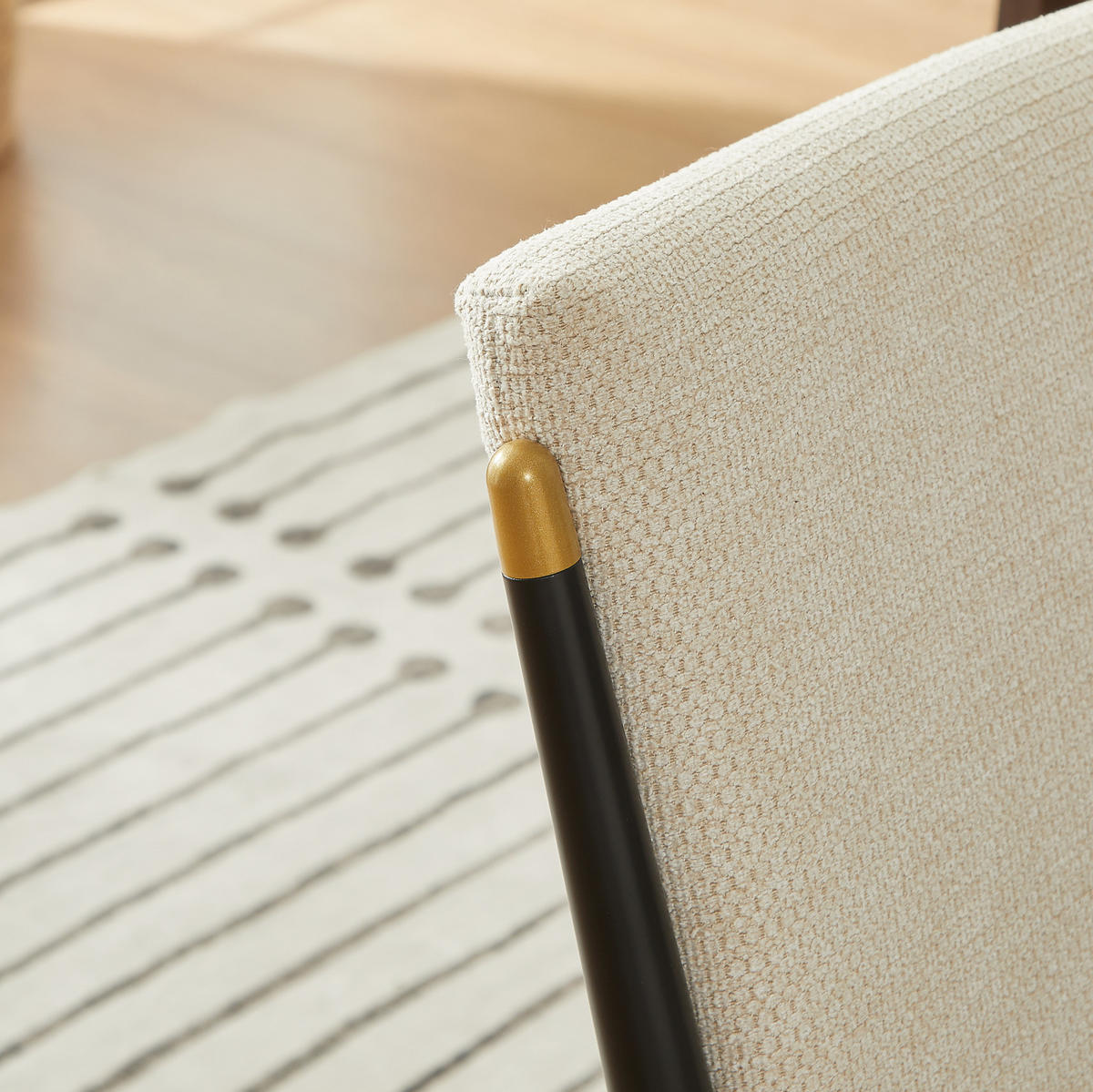 VIERFUSSSTUHL 2er-Set Beige aus Stoff mit schwarz-goldenem Gestell und höhenverstellbaren Stuhlbeinen - Beige, Metall (52/28/94cm) - OKMYHOME