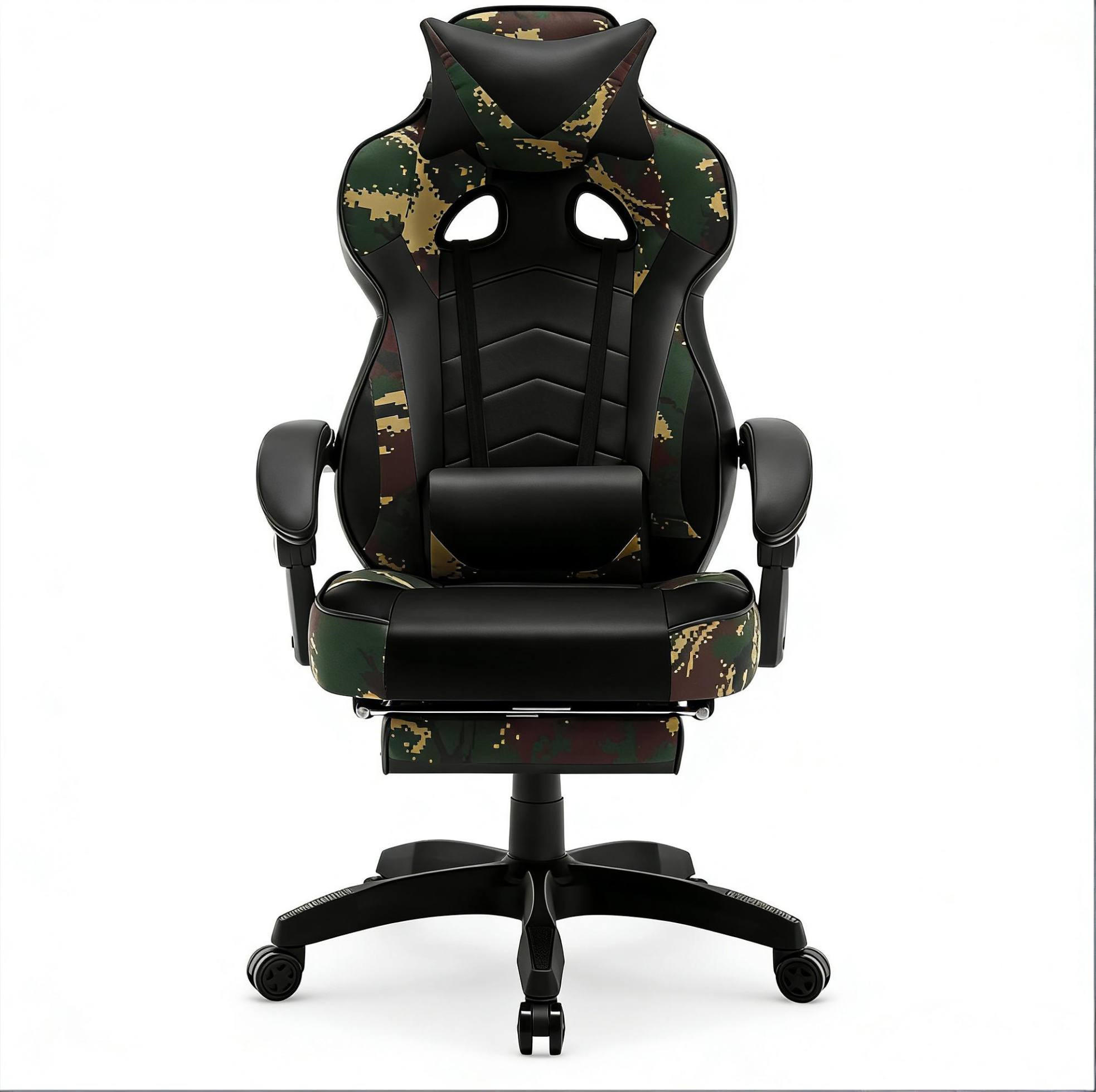 GAMING-STUHL höhenverstellbar mit Fußstütze Kunstleder Schwarz/Grün - Schwarz, Metall (46/128/70cm) - Meubliv