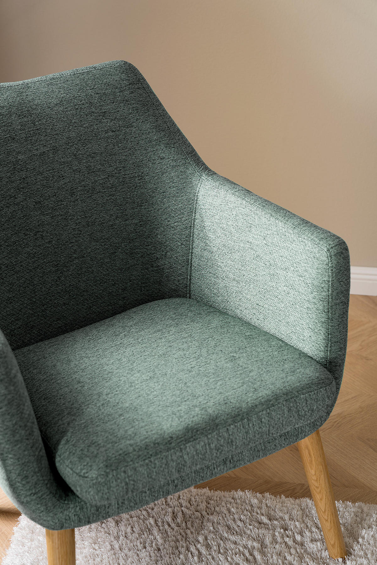 LOUNGESESSEL - Dunkelgrün/Eichefarben, Eichenholz/Textil (66/80/68cm) - home24