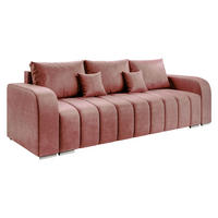 SCHLAFSOFA Pufetto - Silberfarben/Rosa, Holz/Textil (244/86/90cm) - MIRJAN24