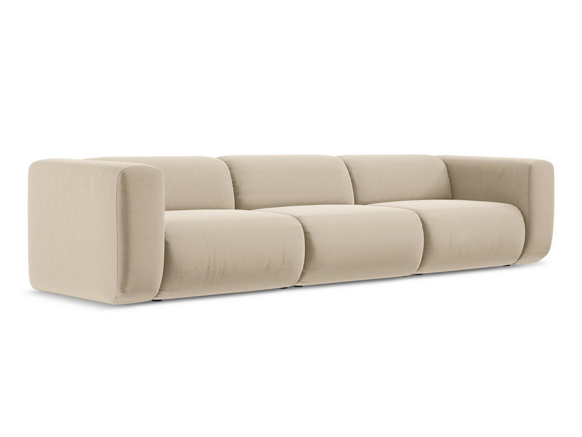 4-SITZER-SOFA Samt Stoff Beige - Beige/Creme, Kunststoff/Textil (319/70/89cm) - Makamii