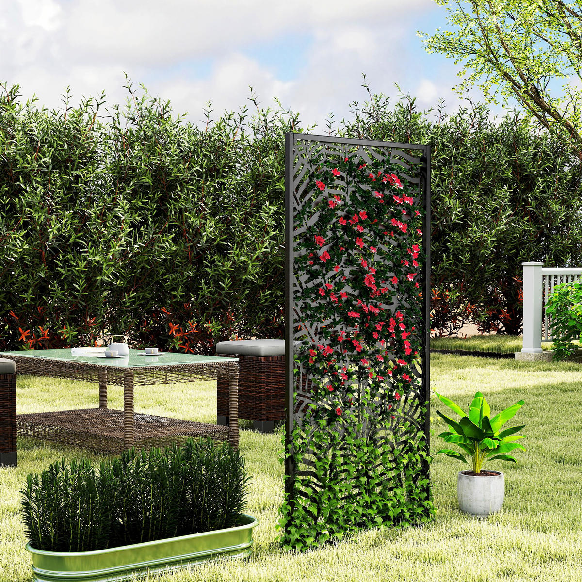 SICHTSCHUTZ aus Metall Schwarz - Schwarz, Metall (1.5/130cm) - Outsunny