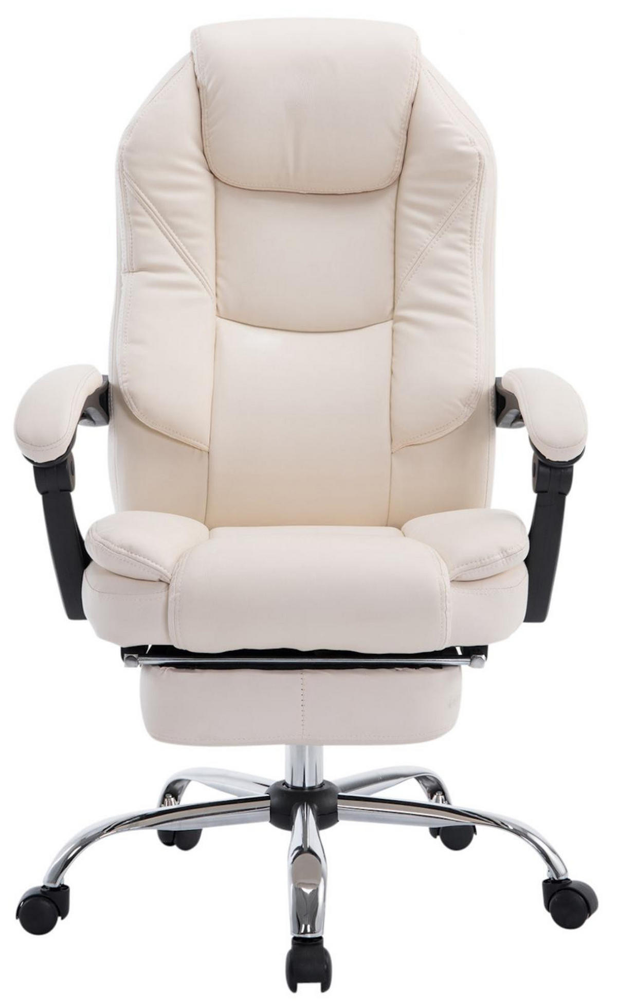 CHEFSESSEL Lederlook Creme - Chromfarben/Creme, Textil/Metall (67/114/64cm) - CLP