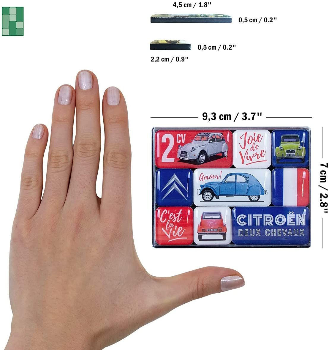 MAGNETSET 9-teilig Citroen 2CV C'est la vie - Multicolor, Metall (9/7/2cm) - Nostalgic-Art