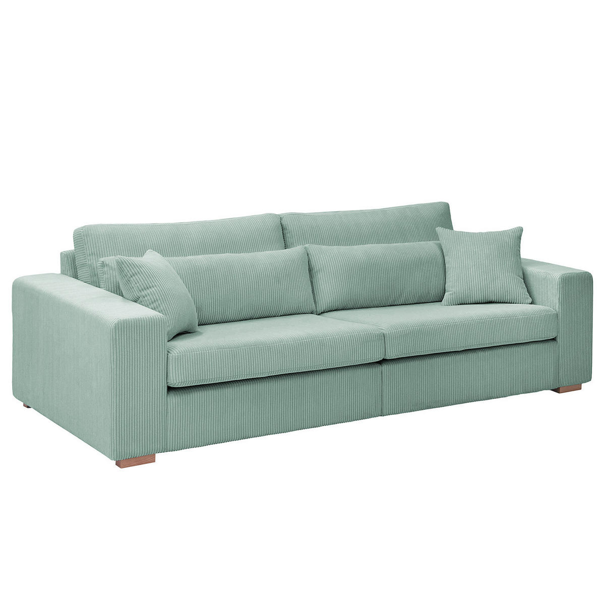 BIG-SOFA - Buchefarben/Hellblau, Holz/Buchenholz (254/85/104cm) - home24