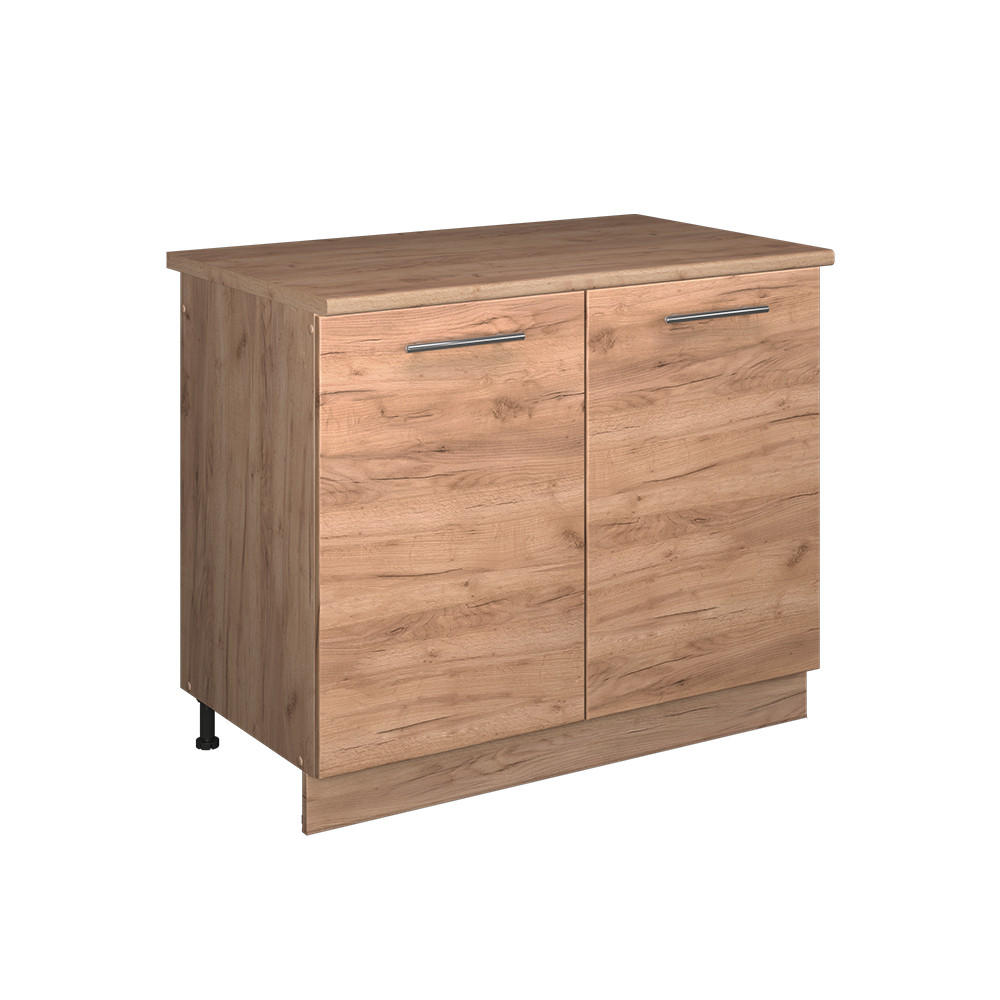 SPÜLENUNTERSCHRANK Fame-Line, Goldkraft Eiche/Goldkraft Eiche, 100 cm, AP Eiche - Honigeiche, Holzwerkstoff (100/82/60cm) - Vicco