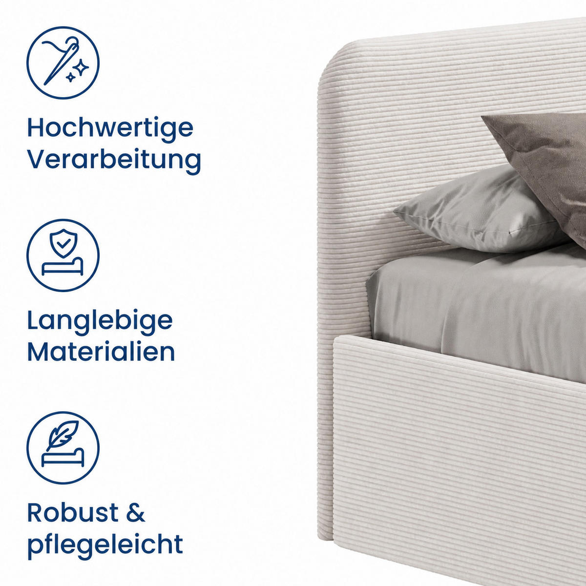 POLSTERBETT mit Bonnell-Matratze 200x200 cm in Weiß - Weiß, Holzwerkstoff/Textil (200/200cm) - Home Collective
