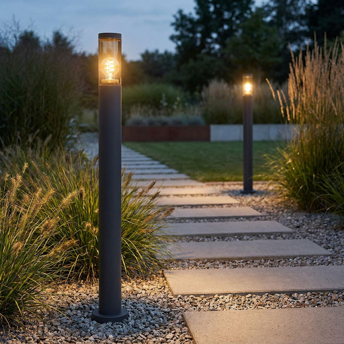 STEHLEUCHTE Edelstahl Kunststoff Anthrazit 2er Set - Anthrazit, Metall (12.7/12.7/110cm) - Globo Lighting