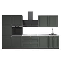 KÜCHENZEILE Fame-Line, Grün-Gold Landhaus/Anthrazit, 340 cm, AP Marmor - Anthrazit/Grün, Holzwerkstoff (340/206.8/60cm) - Vicco