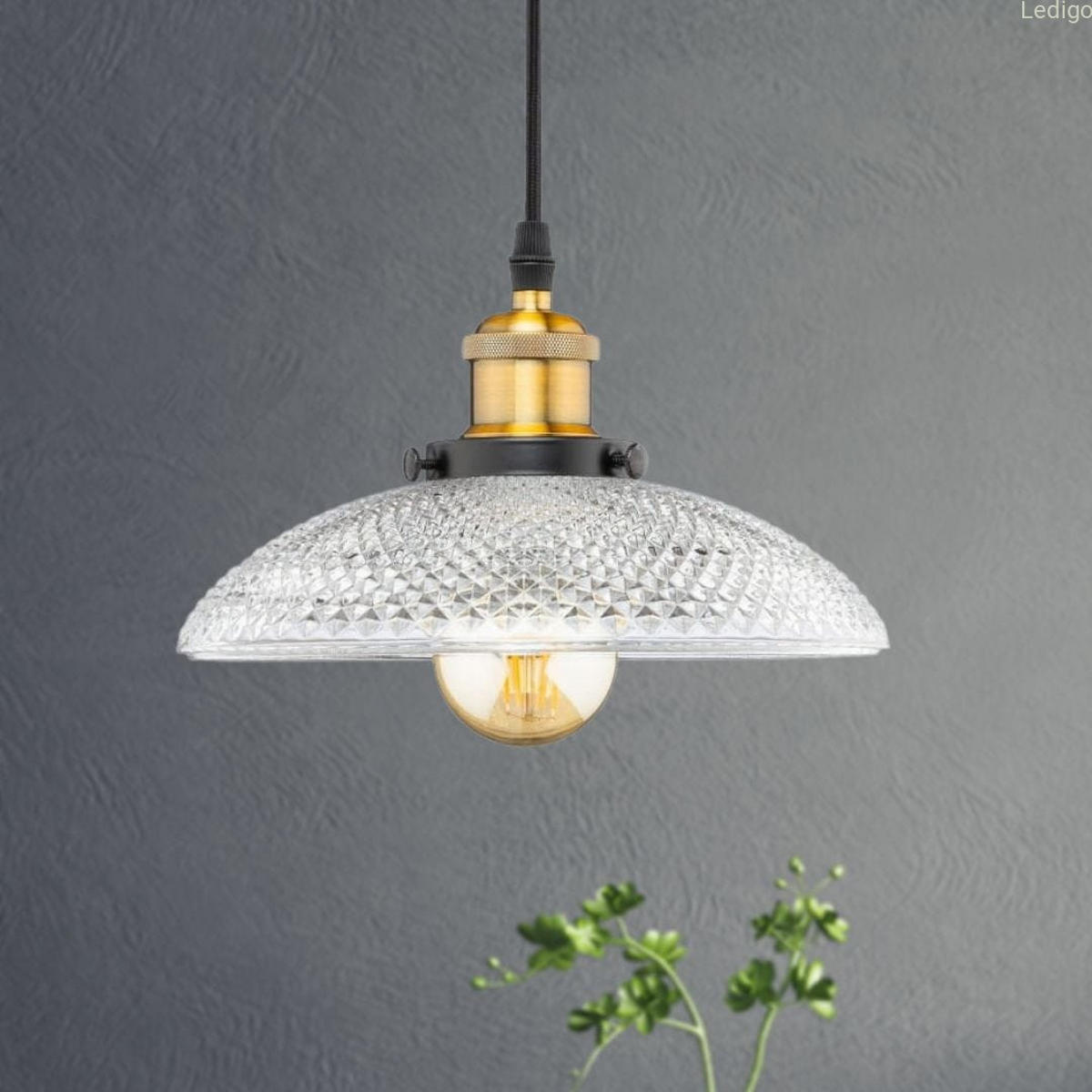 PENDELLEUCHTE Rosa - Transparent/Goldfarben, Glas/Metall (19/19/100cm) - kiki design