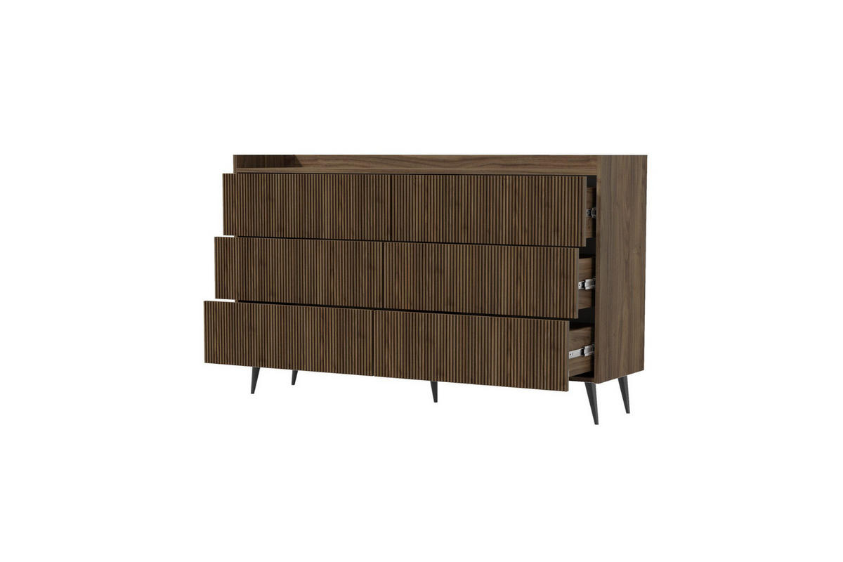 KOMMODE DALIA 03 150 / 92 / 41 cm in Frühlingseiche - Walnussfarben, Holzwerkstoff (150/92/41cm) - Deine Möbel 24