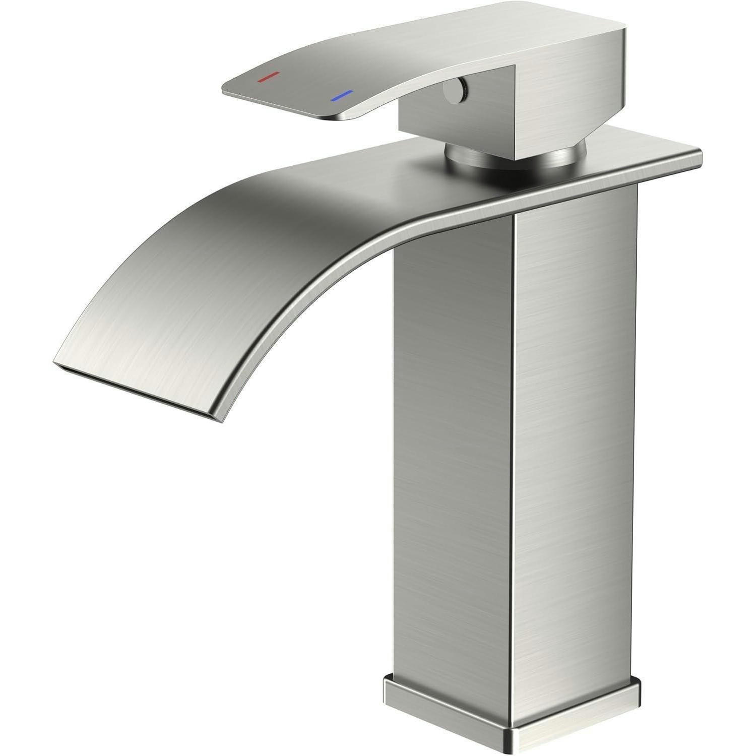 WASCHTISCHARMATUR Wasserfallauslauf gebürstetes Nickel 110 mm - Silberfarben, Metall (12.7/17.8/17.8cm)