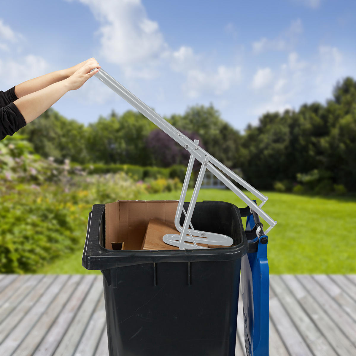 MÜLLPRESSE - Grau, Metall (35/41/95cm) - Relaxdays