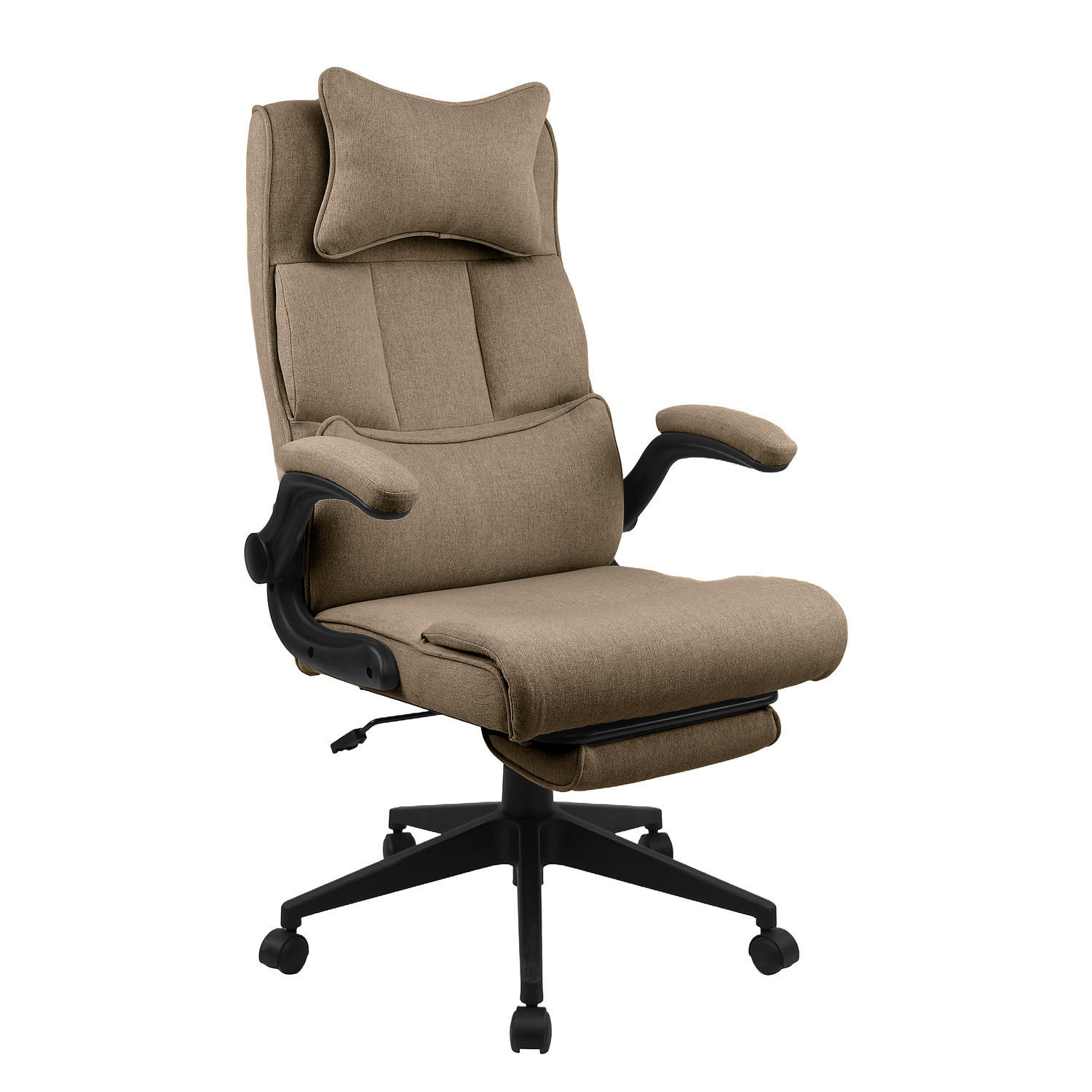 BÜRODREHSTUHL mit Fußablage - Webstoff / Eisen - Schwarz/Braun, Textil/Metall (68/100/71cm) - home24