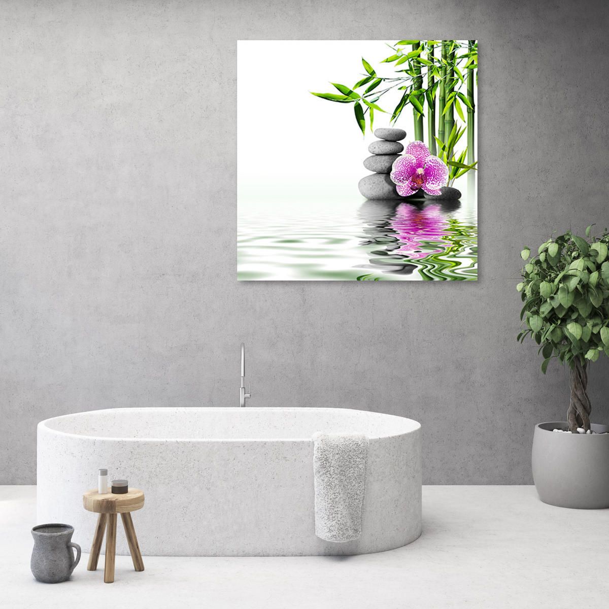 WANDBILD wassergarten zen - Weiß, Textil (40/40cm) - Feeby
