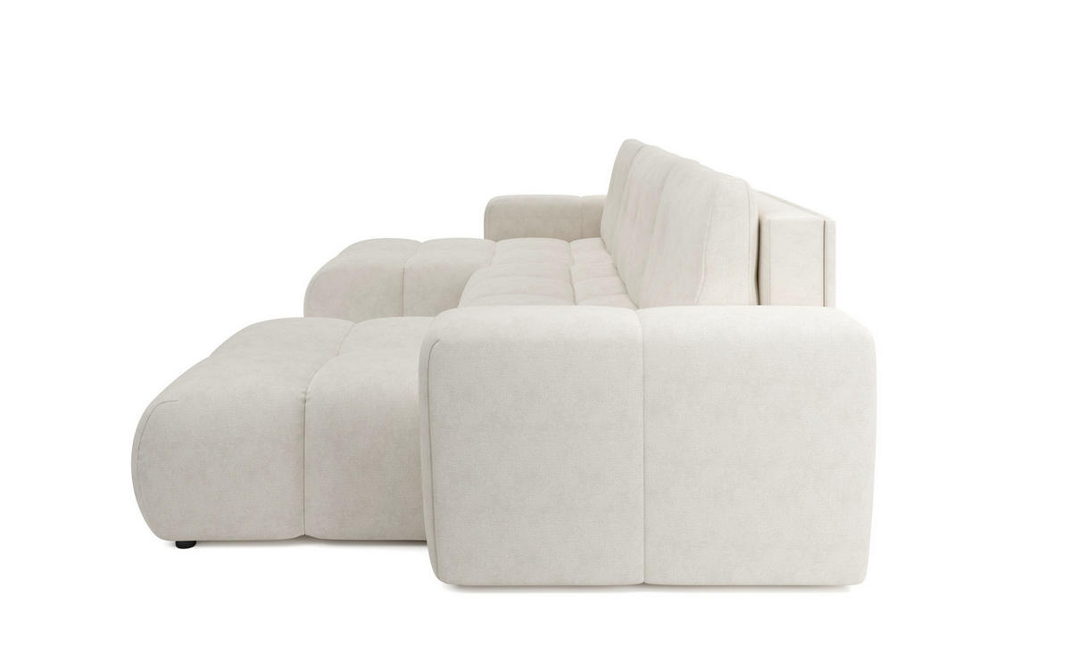 WOHNLANDSCHAFT DUCA U Beige Jersey mit Schlaffunktion - Beige, Holz (359/88/177cm) - MASSENO