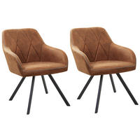ÉTKEZŐSZÉK 2 darabos Szett Kárpit Barna Monee - barna, textil/fém (54/78/62cm) - Beliani