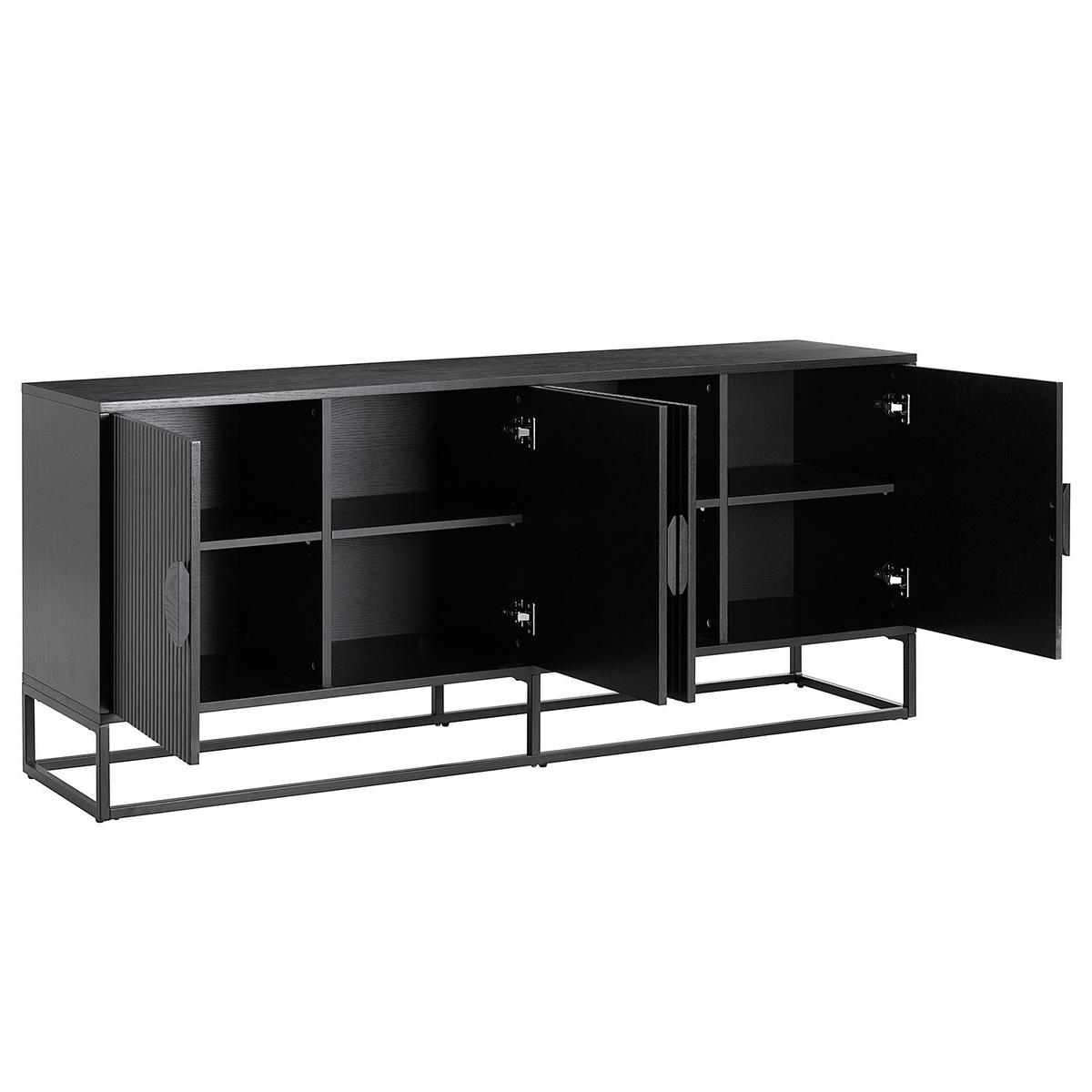 SIDEBOARD - MDF / Metall - Eiche - Eichefarben/Schwarz, Holzwerkstoff/Metall (180/75/40cm) - home24