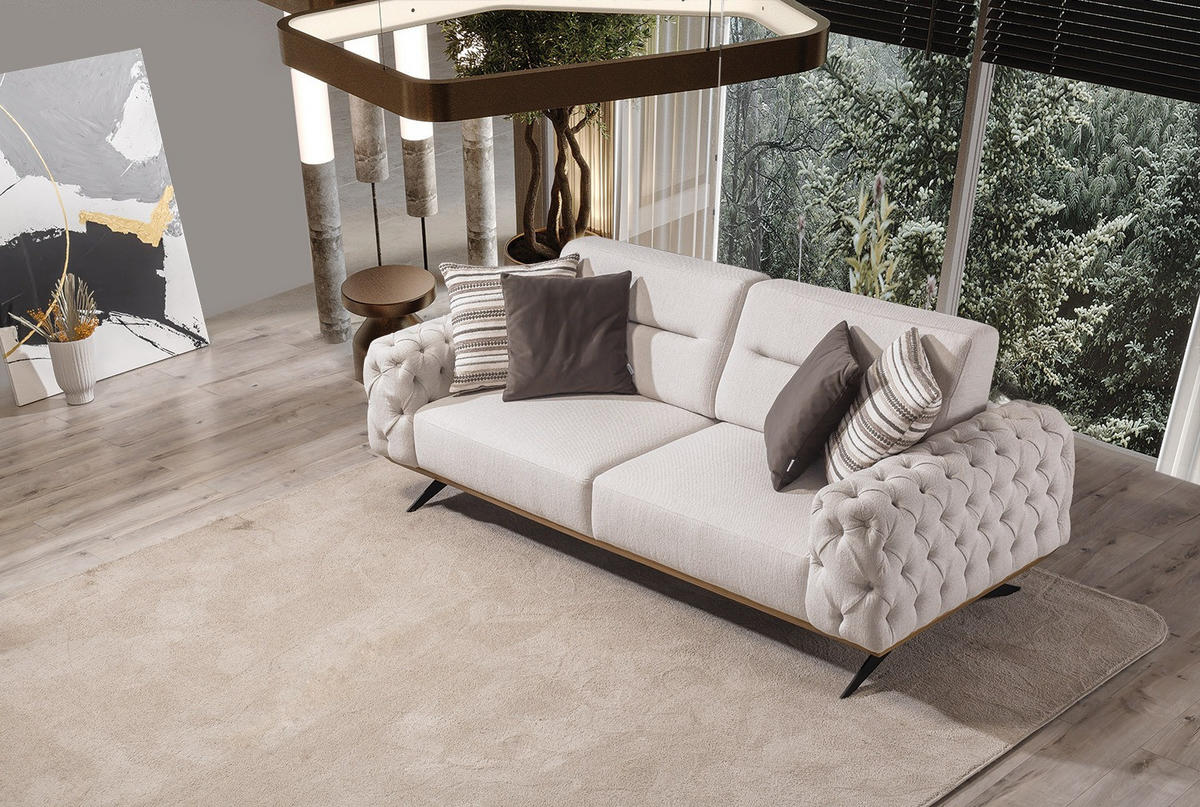 3 Sitzer SOFA Cuba Samt Schwarz - Creme, Textil/Metall (235/87/95cm)