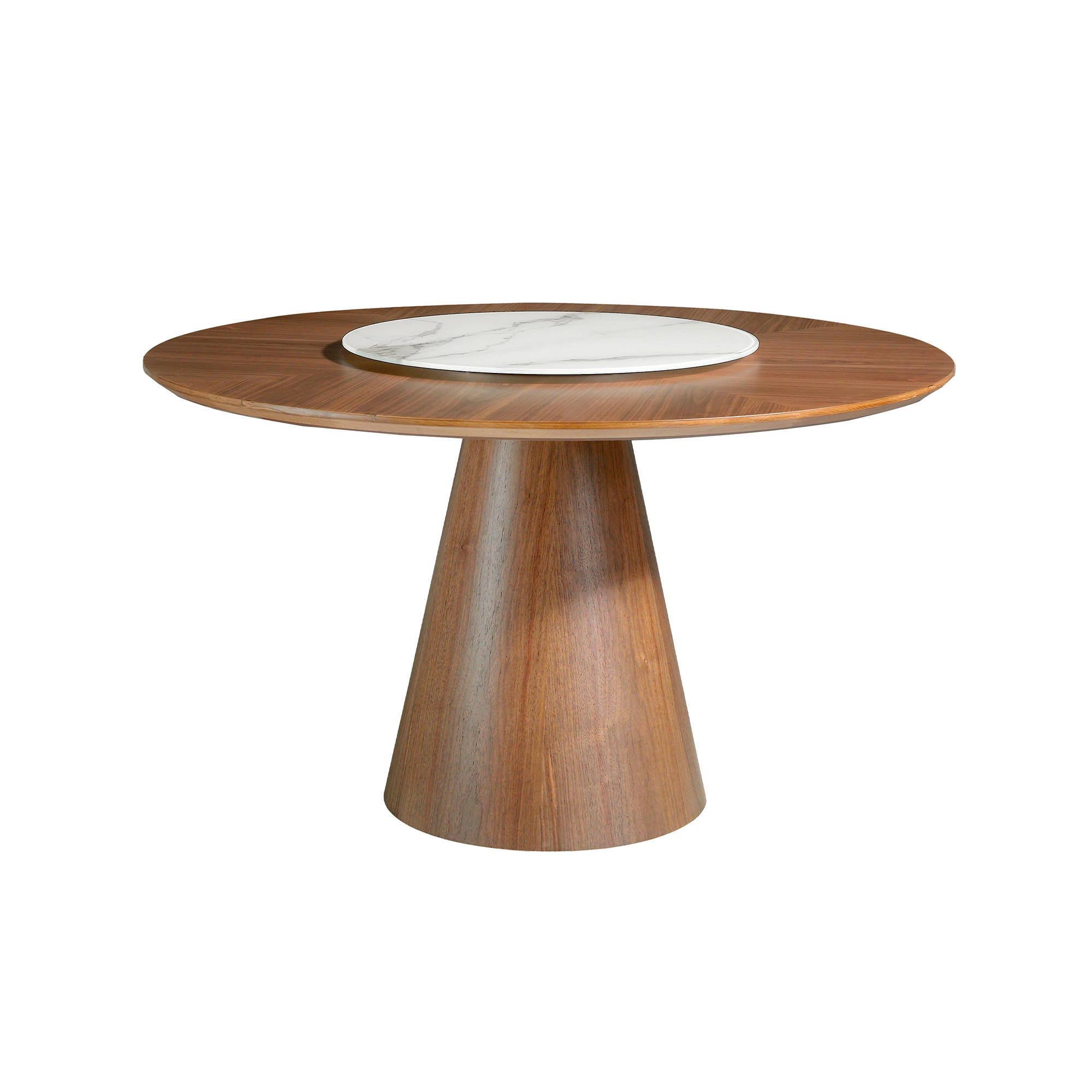 ESSTISCH Rund Walnuss Weiß 135/135/75 cm - Walnussfarben/Weiß, Holz/Stein (135/135/75cm) - ANGEL CERDA
