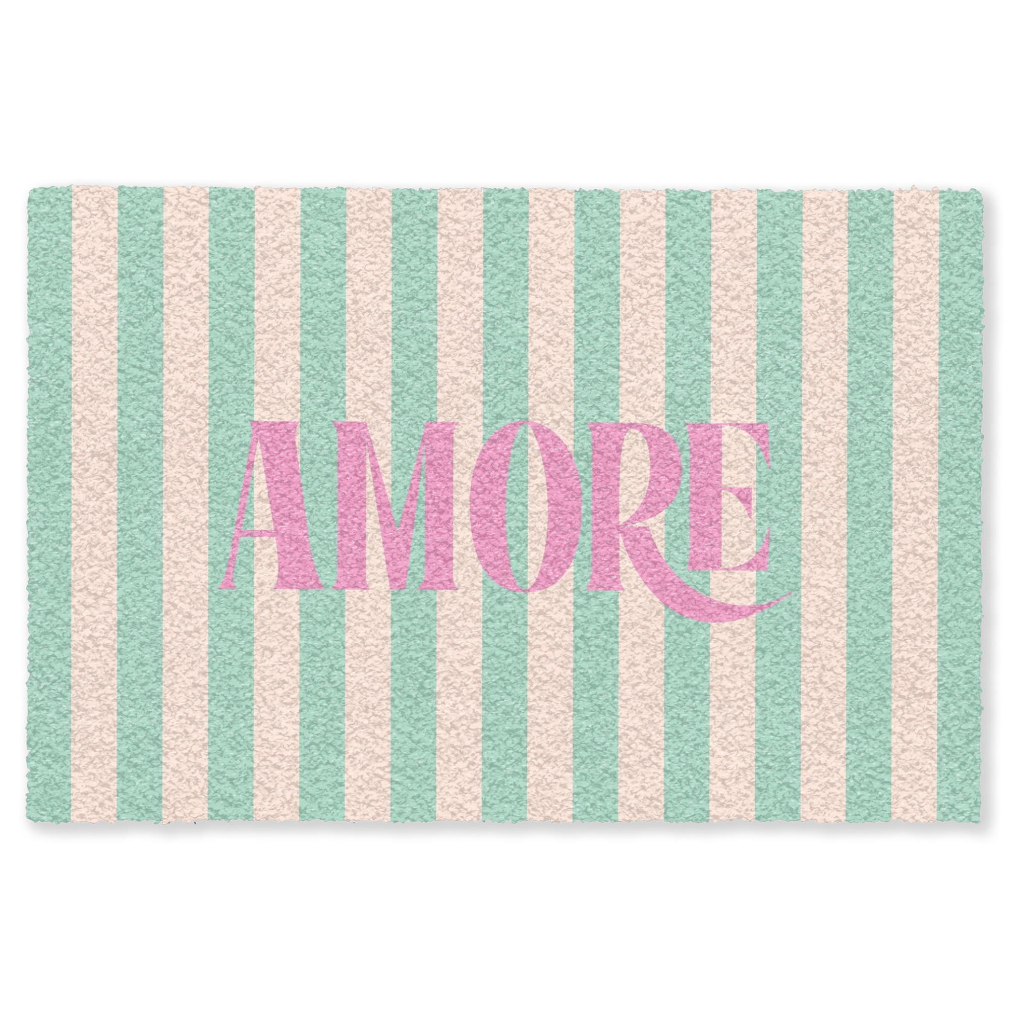 FUSSMATTE Rosa – Grün – Streifen – Amore 60x40 cm - Mintgrün, Kunststoff (60/0.4cm) - MuchoWow