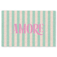 FUSSMATTE Rosa – Grün – Streifen – Amore 60x40 cm - Mintgrün, Kunststoff (60/0.4cm) - MuchoWow