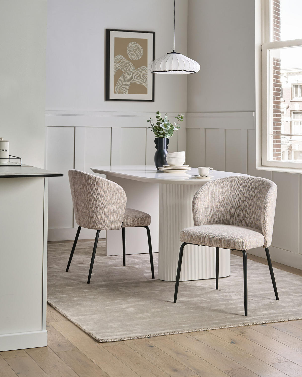 ESSZIMMERSTUHL 2er-Set Weiß/Bunt Zana - Multicolor/Weiß, Textil (55/81/56cm) - Beliani