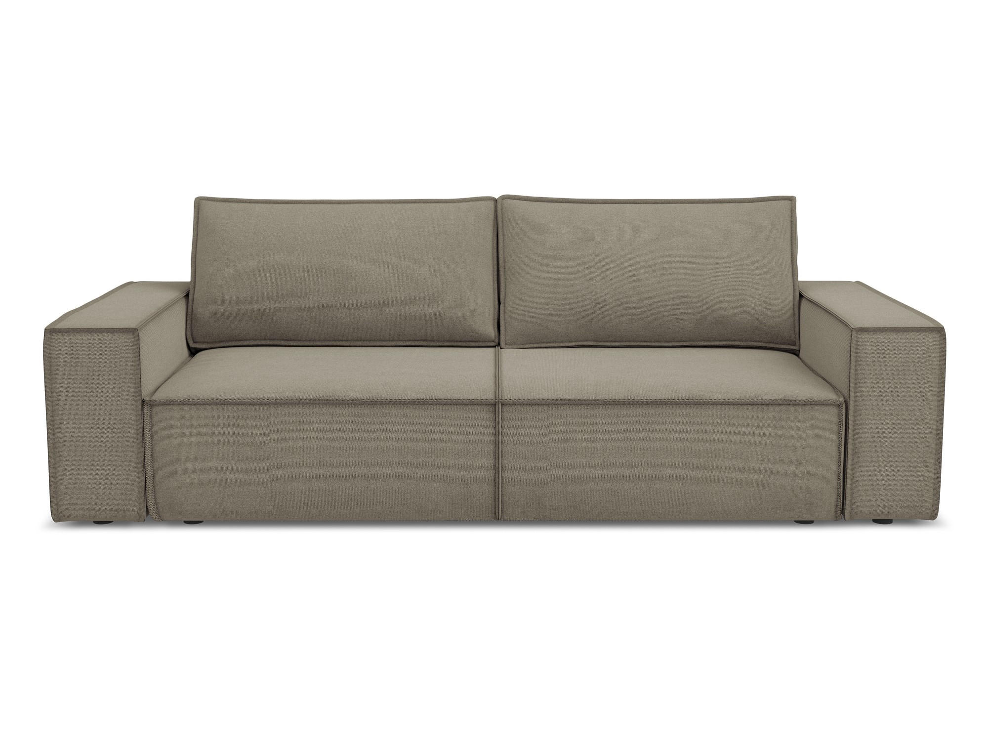 3-SITZER SOFA mit Schlaffunktion Strukturstoff Stoff Beige - Beige/Schwarz, Kunststoff/Textil (255/85/105cm) - Makamii