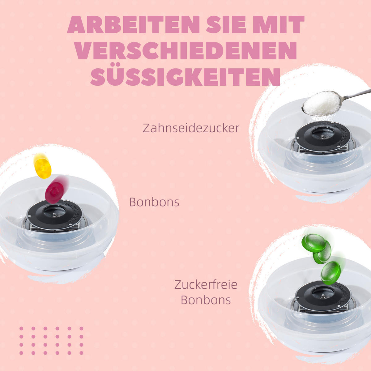 ZUCKERWATTEMASCHINE Weiß - Weiß, Kunststoff (26/18/27cm) - HOMCOM