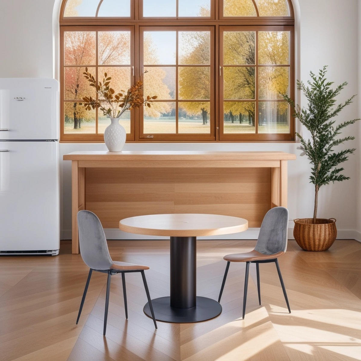 STUHL-SET 2 Stück in Eisen Kunstleder und Samt - Graubraun/Schwarz, Holzwerkstoff/Textil (44/88/53cm) - Urban Meuble