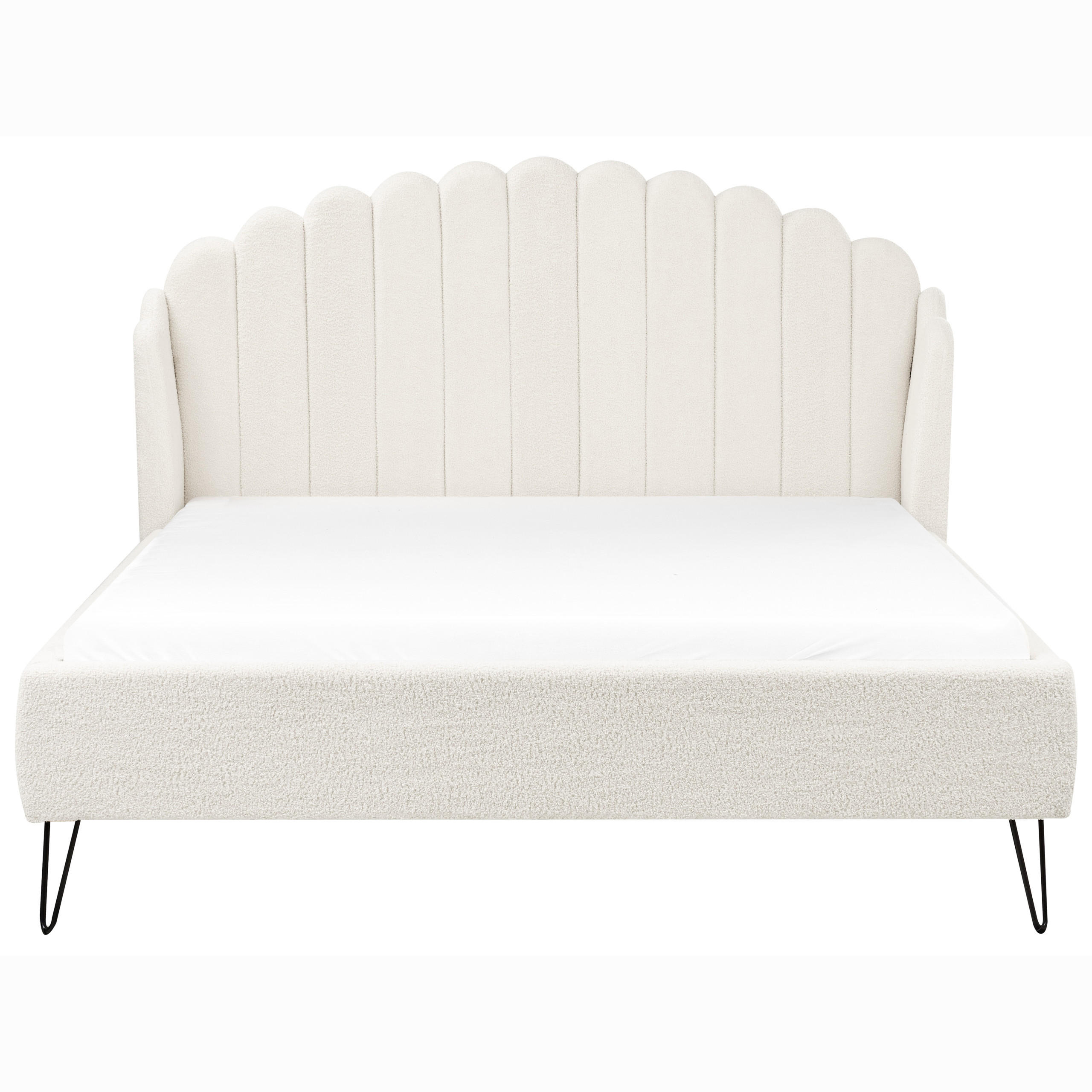 POLSTERBETT mit Lattenrost 160x200 cm Weiß Ambillou - Creme, Textil (160/200cm) - Beliani