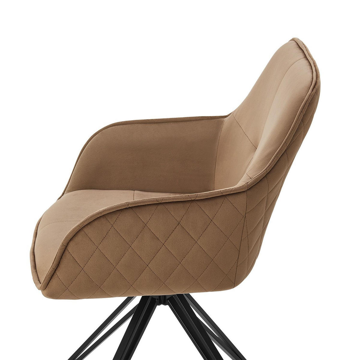 DREHSTUHL Clyde mit Armlehne samt hellbraun (2er-Set) - Hellbraun, Textil (57/85/61cm) - Juskys