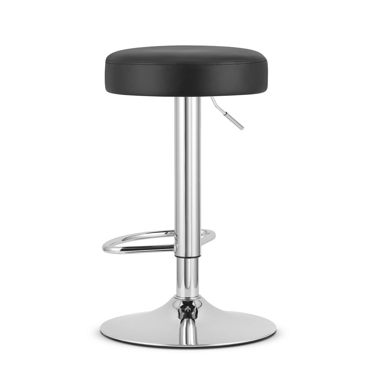 BARHOCKER 2-er Set ROJST ECO schwarzer Sitz, Chrombasis - Schwarz, Leder (38/83/38cm) - Valora