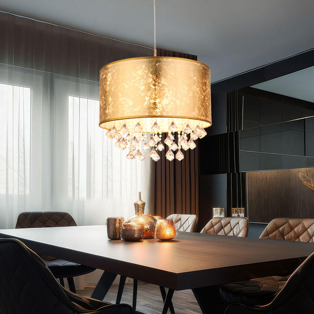 LED HÄNGELEUCHTE AMY Silber Gold - Goldfarben, Textil (40/40/140cm) - Globo Lighting