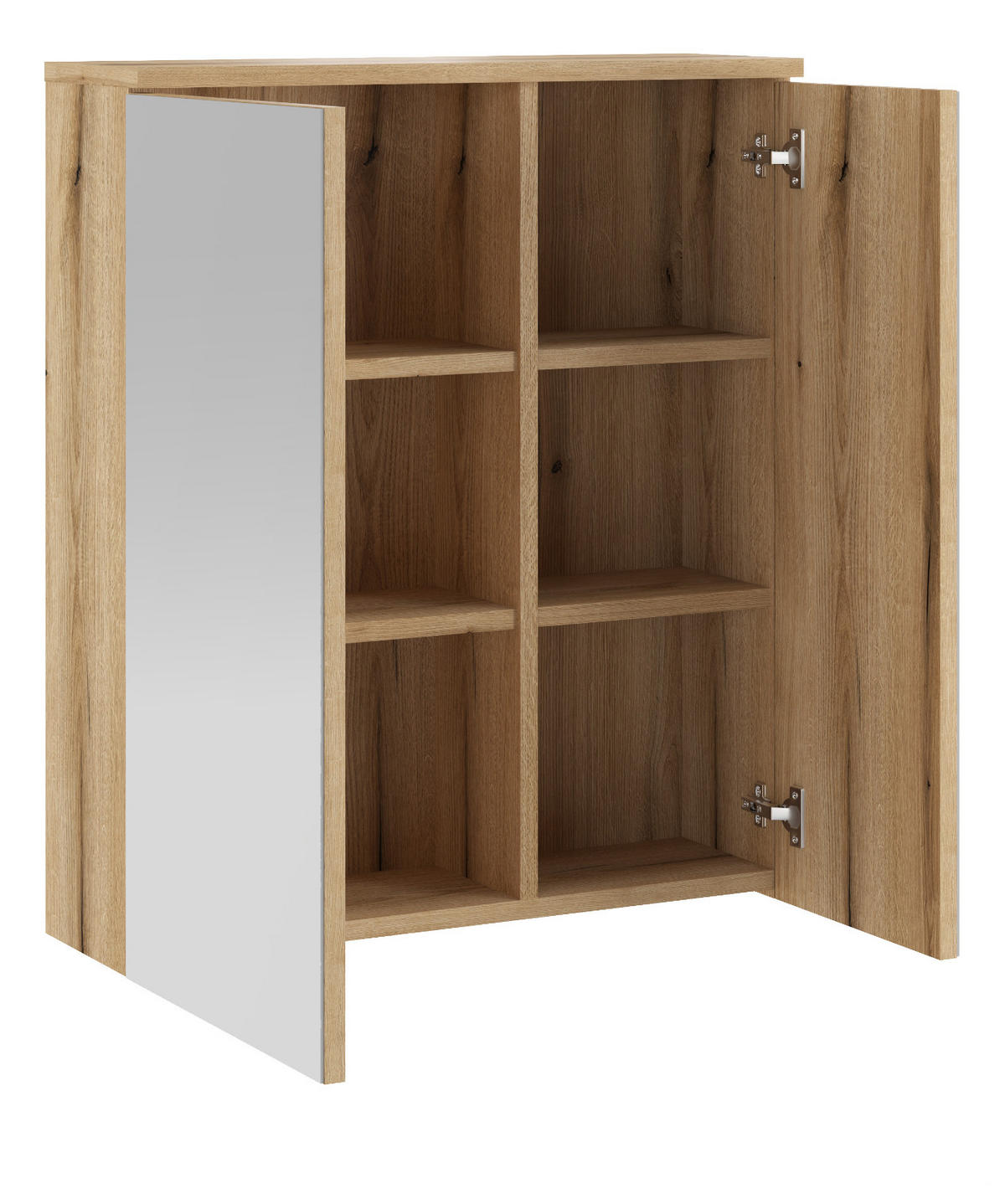 SPIEGELSCHRANK Evoke Eiche, Badschrank 2-türig, 60 x 70 cm - Eichefarben/Grau, Glas/Holzwerkstoff (60/70/19cm) - Furn.Design